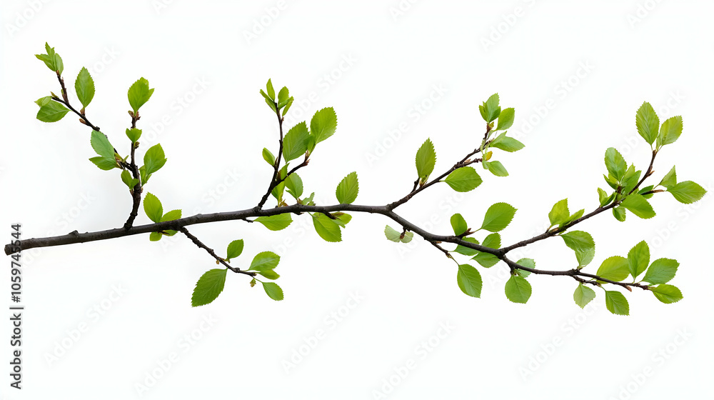 Branch with Green Leaves - Illustration