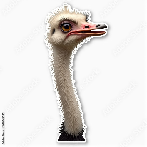 Colorful ostrich head sticker design for crafting and personalization projects photo