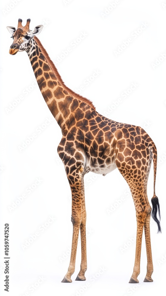 Obraz premium Majestic Giraffe Portrait on White Background