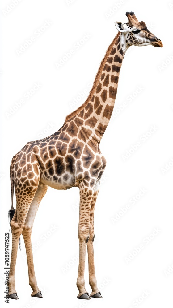 Fototapeta premium Majestic Giraffe Standing Tall on White Background