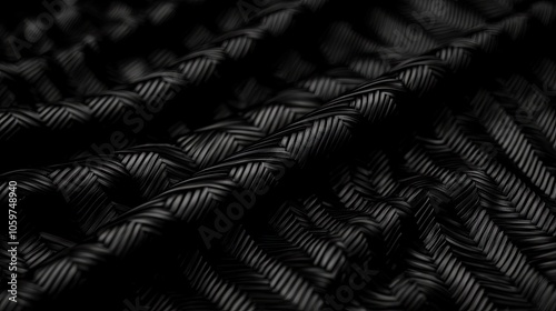 Wallpaper Mural Abstract black fabric texture with intricate patterns and folds on a dark background. Torontodigital.ca