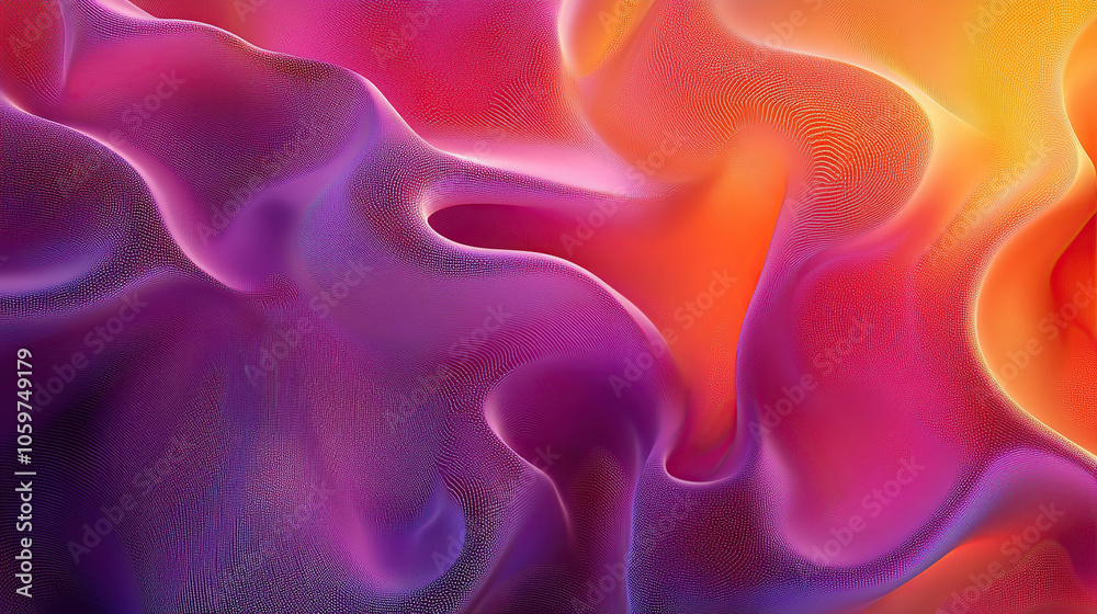 Obraz premium 3D render of an abstract background with a colorful gradient and waves of different shades of pink, purple, and orange