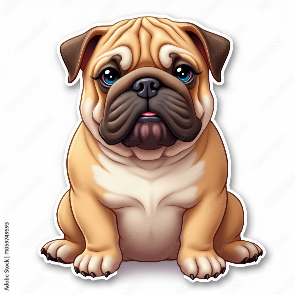 Obraz premium Cute bulldog puppy sticker design for pet lovers and animal enthusiasts