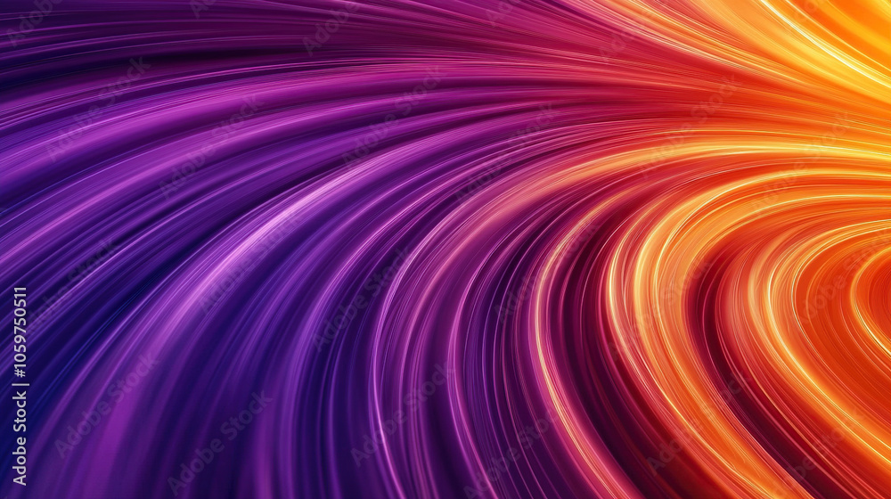 Obraz premium Vibrant gradient background with swirling lines in purple and orange, creating an abstract wallpaper design