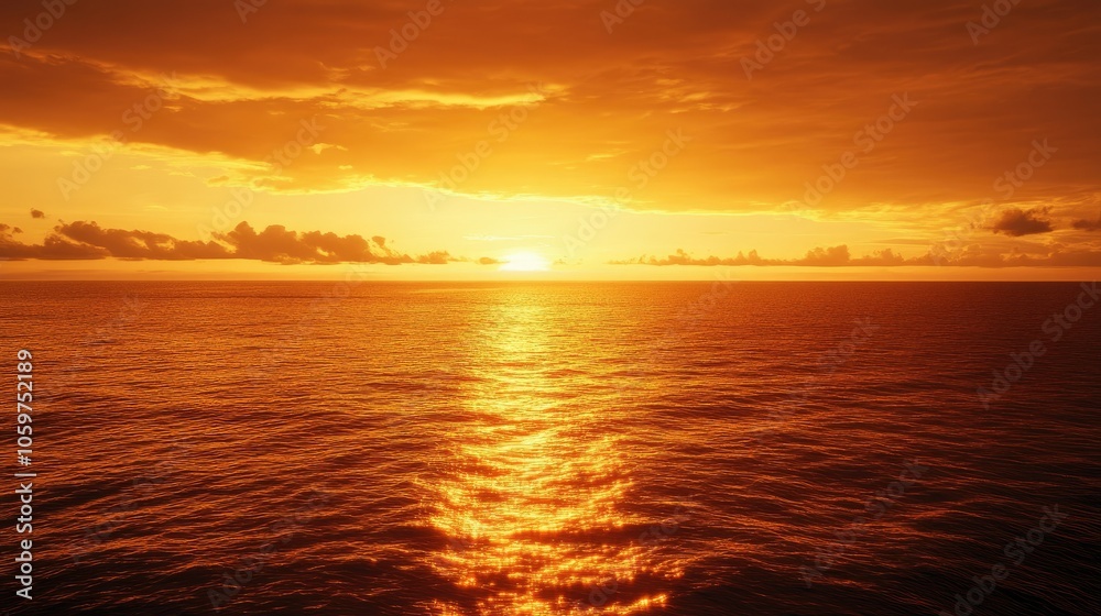 Obraz premium Sunset on the Atlantic, with Titanic profile beautifully lit by golden light, evoking the timeless elegance of ocean travel