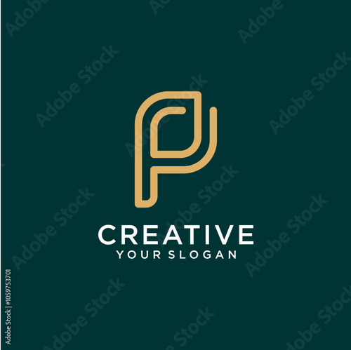 p logo design with monogram style