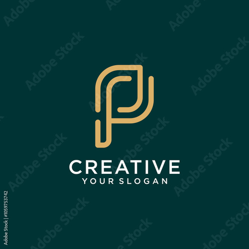 p logo design with monogram style