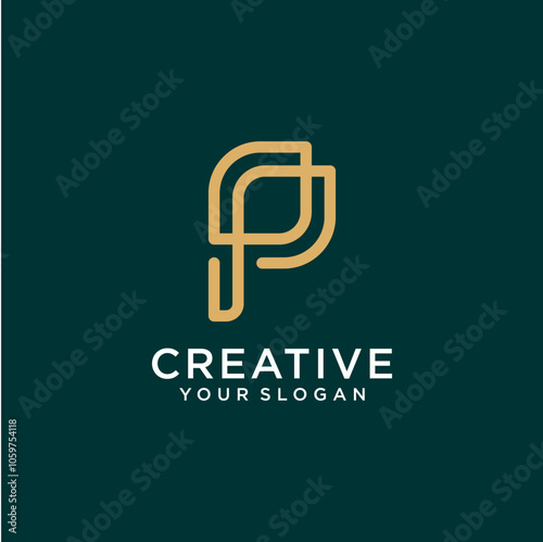 p logo design with monogram style