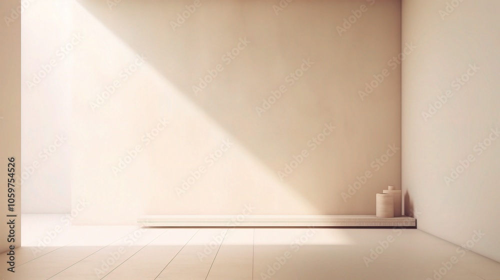 Fototapeta premium Minimalist Beige Room with Light Reflections