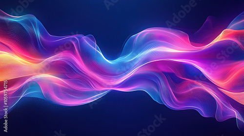 Wallpaper Mural 3D render of a colorful abstract background with waves and curves, featuring a color palette of purple, blue, pink, orange, and red Torontodigital.ca
