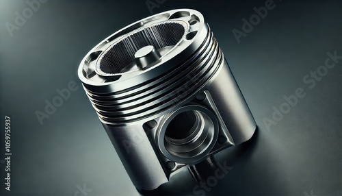 Close up of a Shiny Silver Piston with a Gray Background