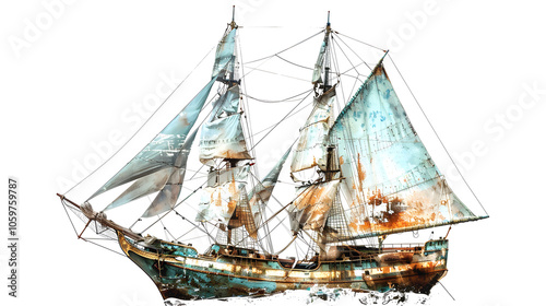 ship watercraft sailboat painting highlighted by white, png