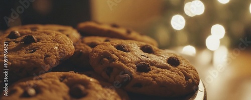 close up on Christmas Cookies Fresh from the Oven in a Cozy Kitchen, Featuring Festive Decorations and Holiday Ambiance