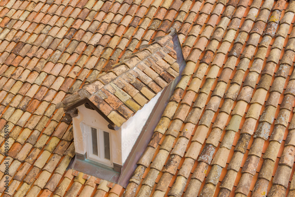 Fototapeta premium Window on traditional Terracotta Roof in Dubrovnik Croatia