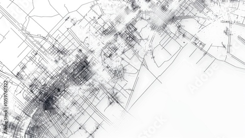 City plan picture with detail about road for transportation and location of infrastructure building inside town. Complex data of structure and street inside architectural map for construction. AIG53.