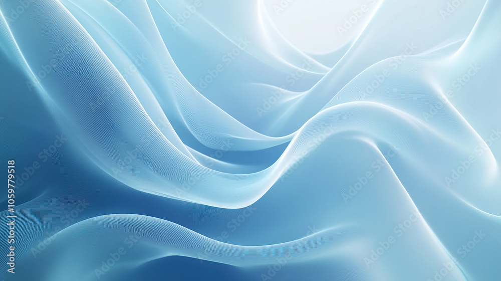 Fototapeta premium Abstract background with light blue wavy shapes and soft lighting