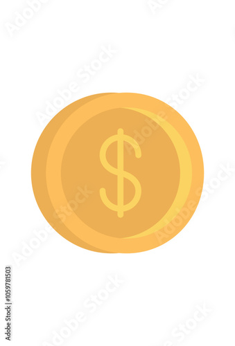 simple money gold coin icon for points