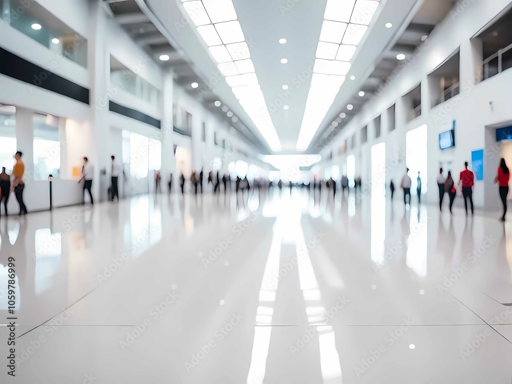 Fototapeta premium Large empty convention corridor, ambient lighting, ideal for business trade fairs