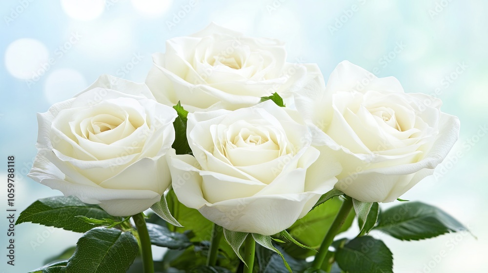 Fototapeta premium Elegant White Roses on Soft Blurred Background