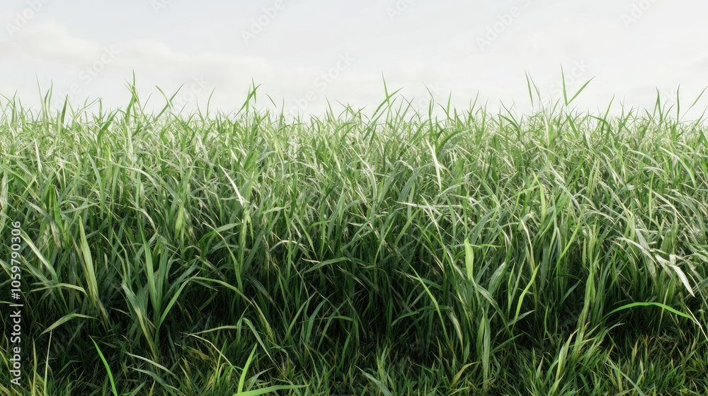 Obraz premium Lush Green Grass Field Under Light Cloudy Sky