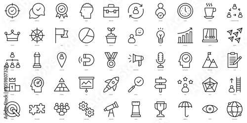 Set of thin line leadership Icons. Vector illustration