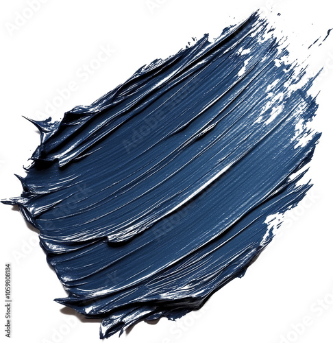 Blue paint brush stroke isolated on transparent background