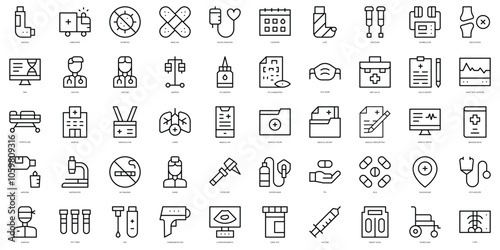 Set of thin line hospital Icons. Vector illustration