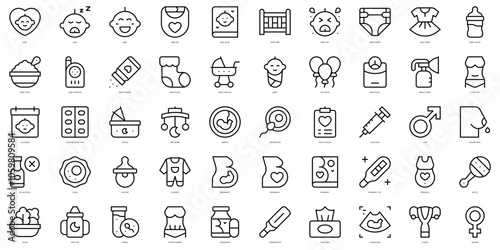 Set of thin line pregnancy Icons. Vector illustration