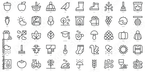 Set of thin line autumn Icons. Vector illustration
