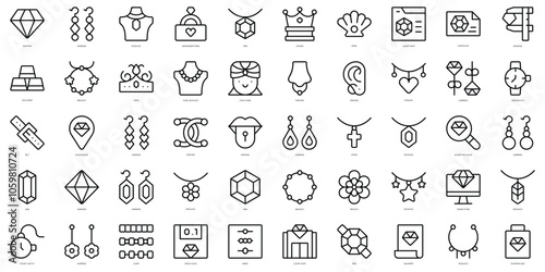 Set of thin line jewelry Icons. Vector illustration