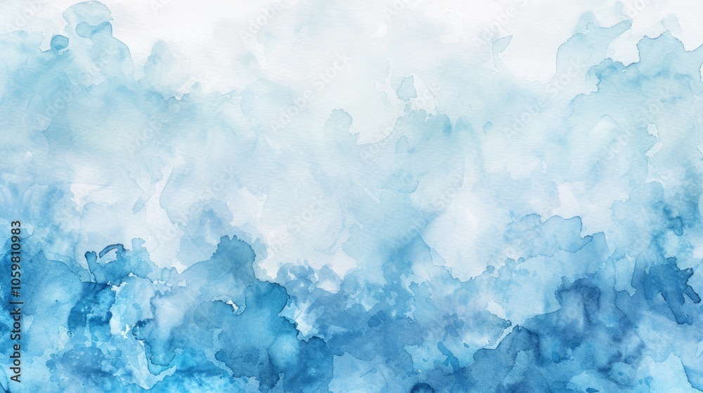 Light blue watercolor background created with artistic hand-painting on a white background. Light blue watercolor background created with artistic hand-painting on a white background.