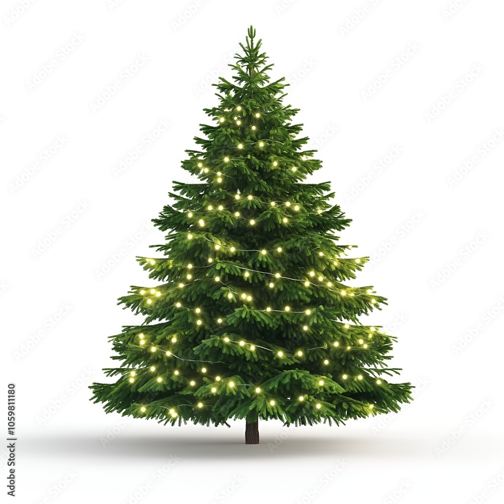Fototapeta premium Cartoonish Christmas Tree with Lights