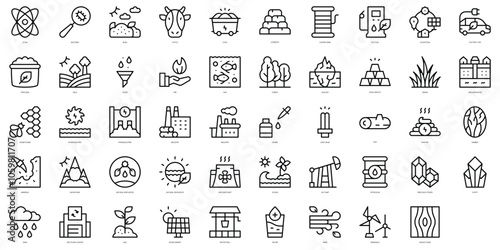 Set of thin line natural resources Icons. Vector illustration