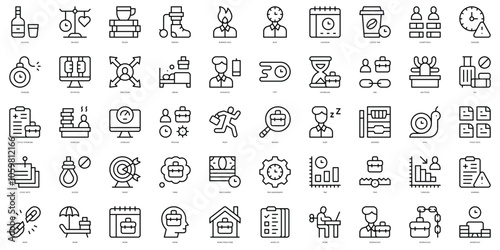 Set of thin line overworked Icons. Vector illustration