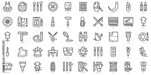 Set of thin line handcrafts Icons. Vector illustration