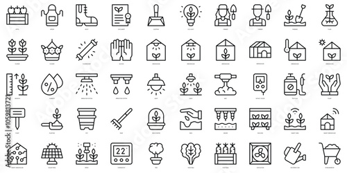 Set of thin line greenhouse Icons. Vector illustration
