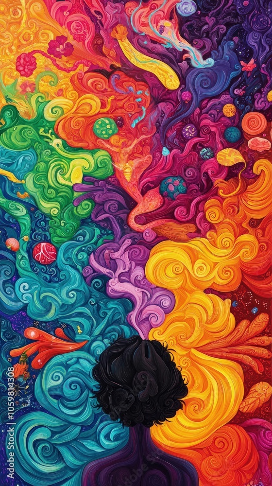 A Colorful Journey of Emotions Captured in Vibrant Swirls and Patterns