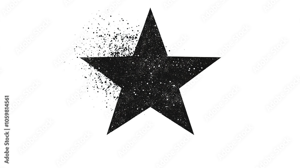 Obraz premium A glittering star silhouette in vector style, set against a white background, creating a sleek and radiant design with sparkling effects