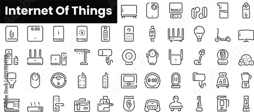 Set of outline internet of things icons. Minimalist thin linear web icon set. vector illustration.