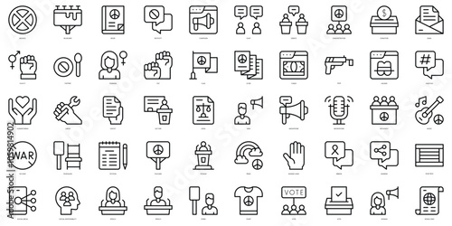 Set of thin line activism Icons. Vector illustration