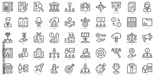 Set of thin line business Icons. Vector illustration