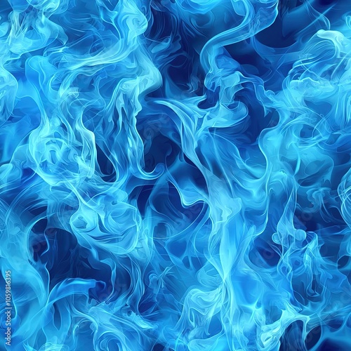 Blue Fire Flames Smoke Clouds Seamless Pattern Texture