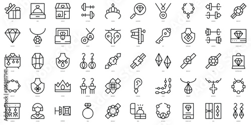 Set of thin line jewelry Icons. Vector illustration