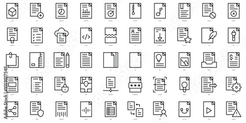 Set of thin line files Icons. Vector illustration