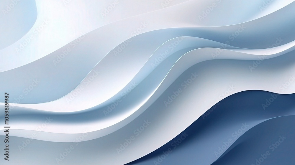 Obraz premium Soft Blue and White 3D Wave Background