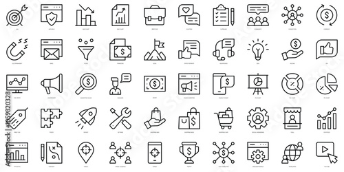 Set of thin line marketing Icons. Vector illustration