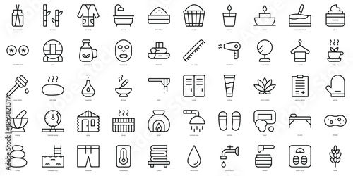 Set of thin line sauna Icons. Vector illustration