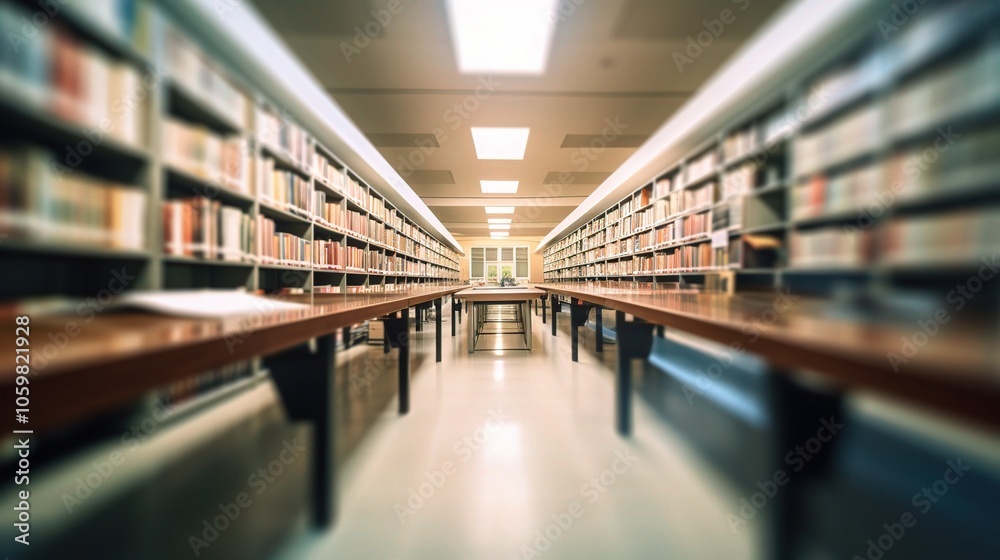 Fototapeta premium Modern Library Interior with 3D Perspective