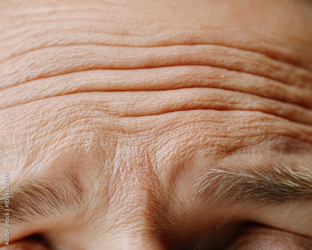 Fototapeta premium Close-up of forehead post-Botox, isolated to emphasize wrinkle-free skin
