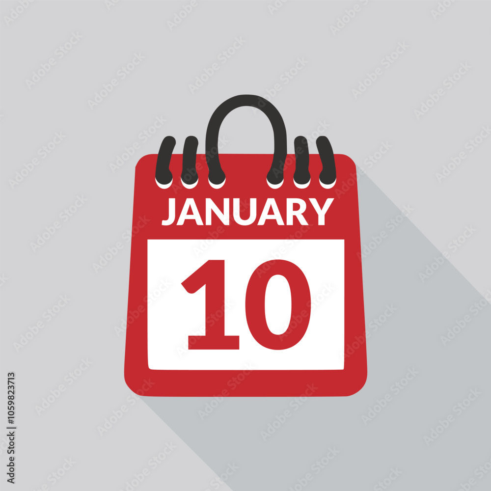 January 10 Calendar icon vector illustration. January 10 Calendar icon vector illustration.
